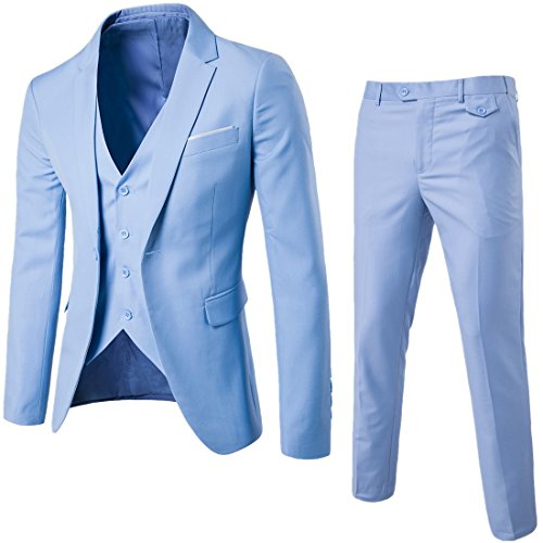 Abiti Uomo Eleganti Completi 3 Pezzi Regular Fit Abiti Formale Suit Sartoriale Vestito Un Bottone Blazer Giacche Casual Pantaloni Abiti da Lavoro con Tasche Chic Comode Conformato Casual