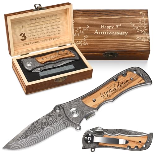 3rd Gifts Wedding Anniversary for Men, Third Leather Anniversary Keepsake for Him, 3 Year...