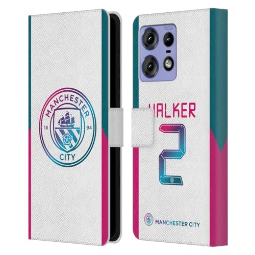 Head Case Designs Officially Licensed Manchester City Man City FC Kyle Walker 2021/22 Players Away Kit Group 2 Leather Book Wallet Case Cover Compatible with Motorola Edge 50 Pro