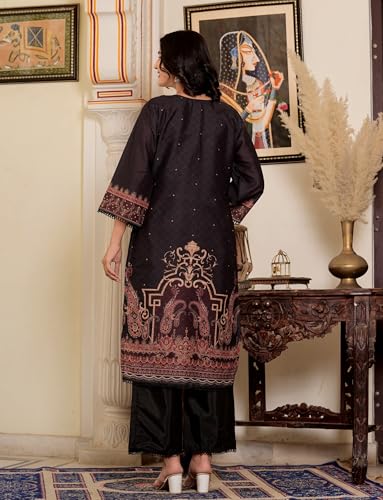 Image of Vbuyz Women's Digital Print Muslin Pakistani Style Stitched Kurta Palazzo With Dupatta | Eid Suits For Women | Salwarsuit For Women