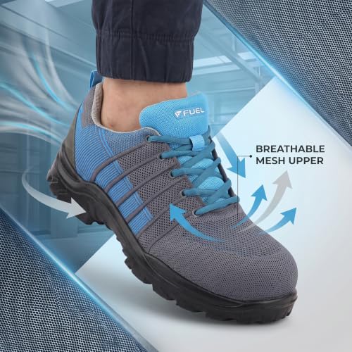 Image of FUEL Aqua Safety Shoes for Men | Lightweight Industrial Steel Toe Safety Shoe | Breathable Knitted Upper | Anti-Bacterial PU Sole | ISI Marked Work Shoes for Men