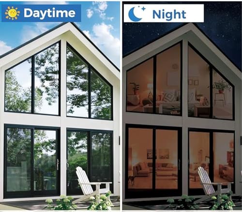 Image of CREON One Way Mirror Film Daytime Privacy Heat Control Reflective Glass Covering Anti UV Solar Film Static Cling House Window Tint II Silver (20 inch x 55 inch Inch)