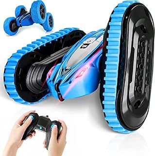 KIDWILL 2 in 1 Remote Control Car, Crawler & 4WD, 2.4GHz R/C Car, High Speed Drift Off-Road Stunt Car with Cool Headlights, 2-Sided 360° Rotating, Kids Toy Race Cars for Boys Girls Birthday