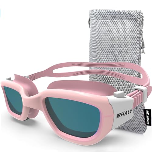 Lunettes de natation polarisées Whale A2 GE anti-buée haut de gamme monture rose