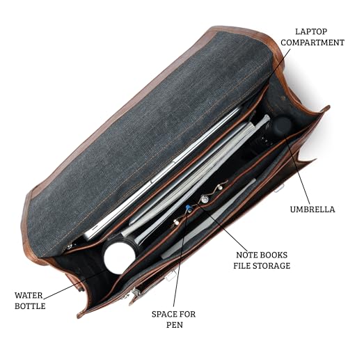 Brown Leather Messenger Bag For Men 18 Inch Big Women Shoulder Cross Body Brown Laptop Computer Briefcase Bag - Best Vintage Look3