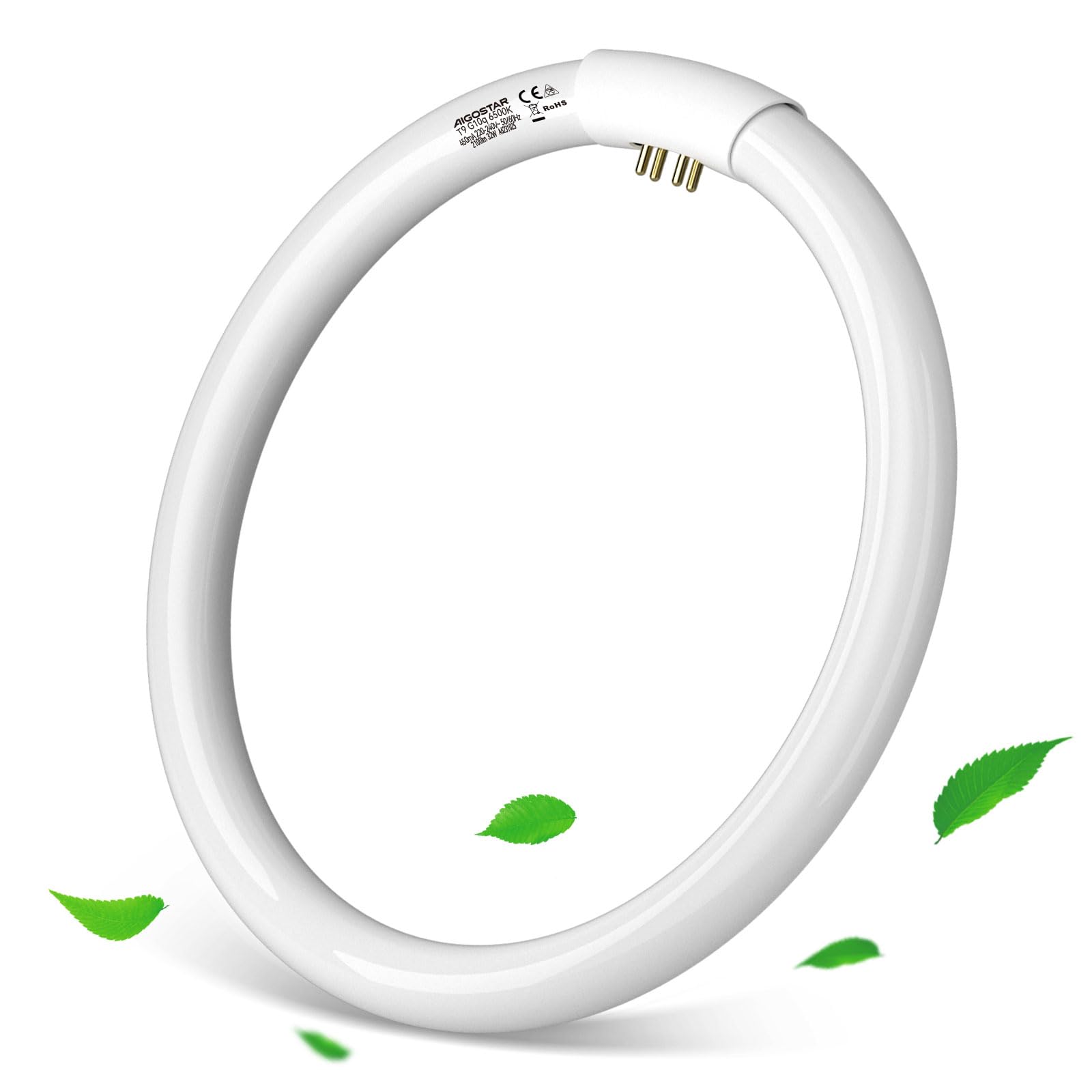 Aigostar T9 32W Circular Fluorescent Light Tubes, Energy Saving Fluorescent Tube Lights 6500K Cool White G10q 2100LM, ⌀30CM/11.81"
