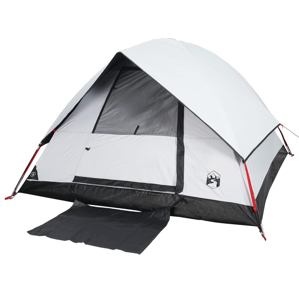 Lechnical Tenda Campeggio a Cupola 3 Persone Bianca Tessuto Impermeabile,Tende da Campeggio,Impermeabile & Antivento,Ideale per Campeggio e attività All'aperto-94698