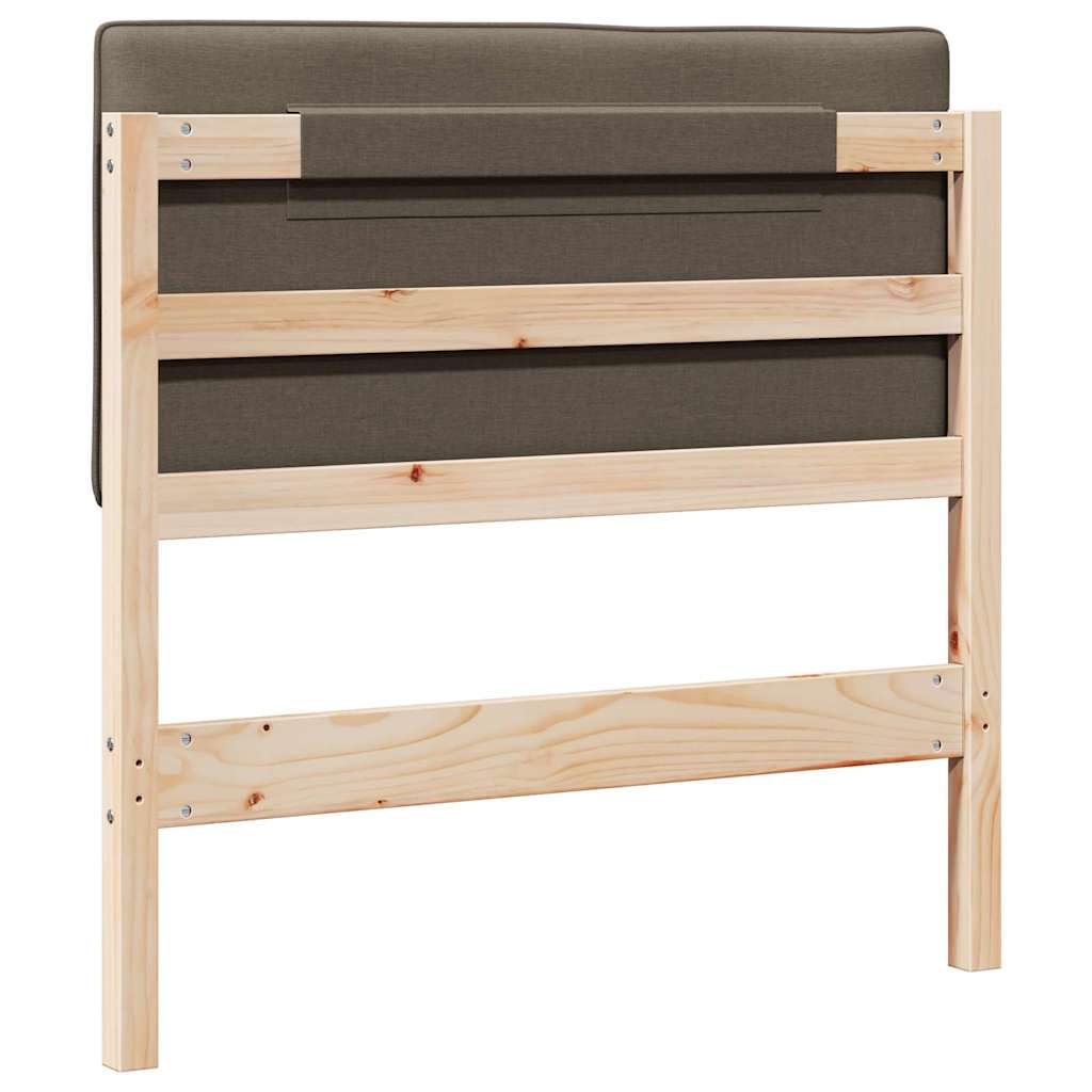 Wyściełany zagłówek, brązowo-szarobrązowy, 80 cm, lite drewno sosnowe, elegancki design, trwały, łatwa pielęgnacja, do sypialni i pokoju gościnnego