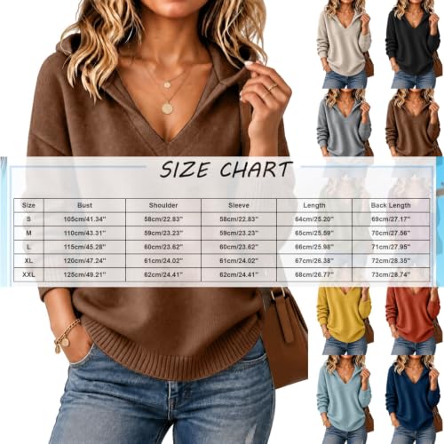 Cashmere Sweaters for Women V Neck Knit Pullover Hoodies Chocolate Brown L - image 7