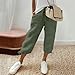 AKTCVVJ Womens Capri Pants Drawstring Elastic Waist Linen Pant Straight Leg Cotton Capris Summer Vacation Pant with Pockets Army Green
