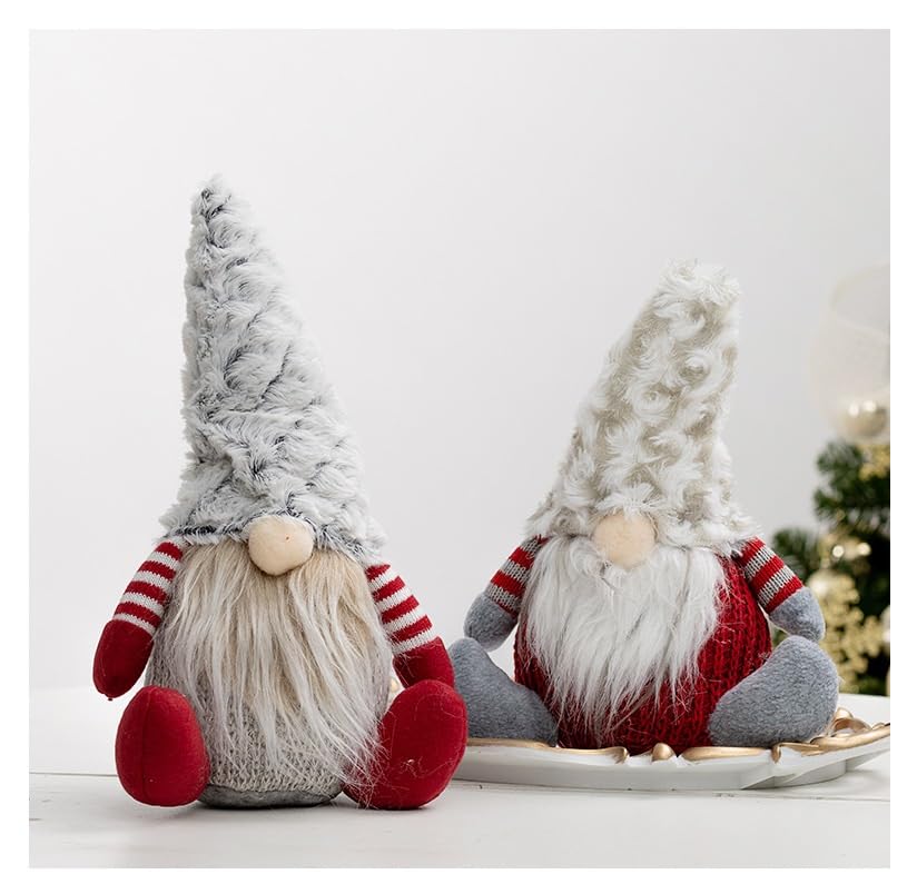 TAPIT 2PCS Christmas Gnomes Doll Decorations Coffee Gnomes Coffee Bar Decor Accessories Christmas Gnome Home Decor Swedish Tomte Xmas Gnomes Plush Ornaments (C01-Mixed Pack 2PCS)