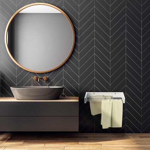 Relaxdays Wandtrockner einklappbar, 4,15 m Trockenleine, HBT: 11,5x85x42,5 cm, platzsparender Wandwäscheständer, weiß