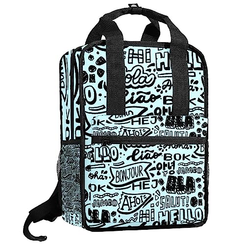 Sac à dos pour garçon bleu Hello multicolore 35.5x26x12 cm à bretelles réglables