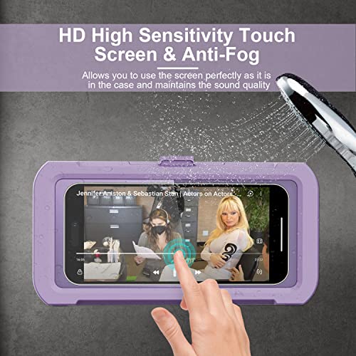 Image of URROY Shower Phone Holder Waterproof, 360 Rotation Shower Phone Case, Anti-Fog High Sensitivity Universal Cover Mount Stand for Bathroom Wall Mirror Bathtub Kitchen, Gift for Men Women
