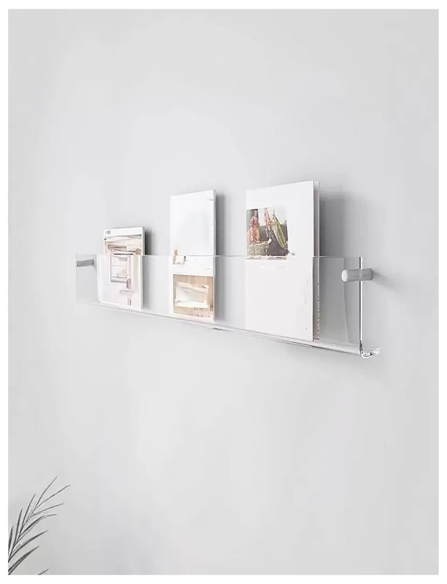 HKSDKABOP Acrylic Floating Bookshelves， Magazine Holder Acrylic Wall Mounted Clear Display Multiple Sizes(80cm(31 1/2"))