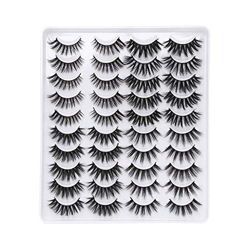 Aonokey 20 Pairs/set Mixed Styles 3D Faux Mink False Eyelashes Wispies Fluffy Natural Long Lashes Extension Beauty Makeup Tools Handmade Cruelty-free (401)