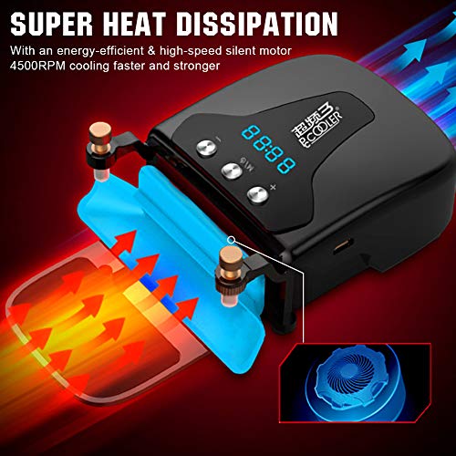 Pccooler Laptop Cooling Fan, Sports Car Concept Laptop Cooler with Led Temperature Display, Intelligent Wind Speed Control (1300-4500RPM), Compatible with 12-17 Inch Gaming Laptop and Cooling Pad