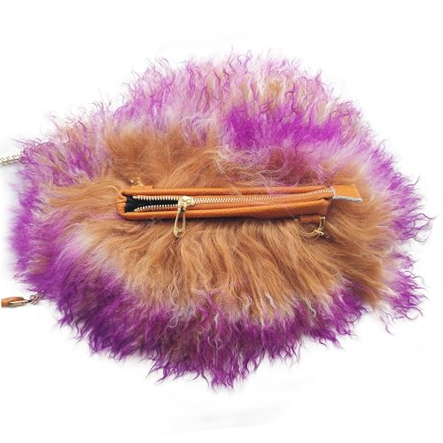Furry Crossbody Bag Real Curly Mongolian Fur Purse Flush Fur Clutch Shoulder Bag3