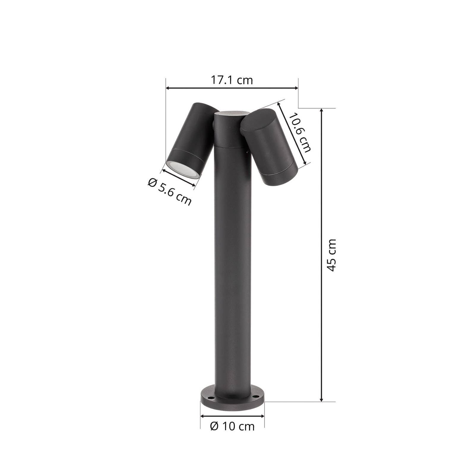 Lámpara para exterior Tulimar (Moderno) en Negro hecho de Aluminio (2 llamas, GU10) iluminación senderos baliza farola