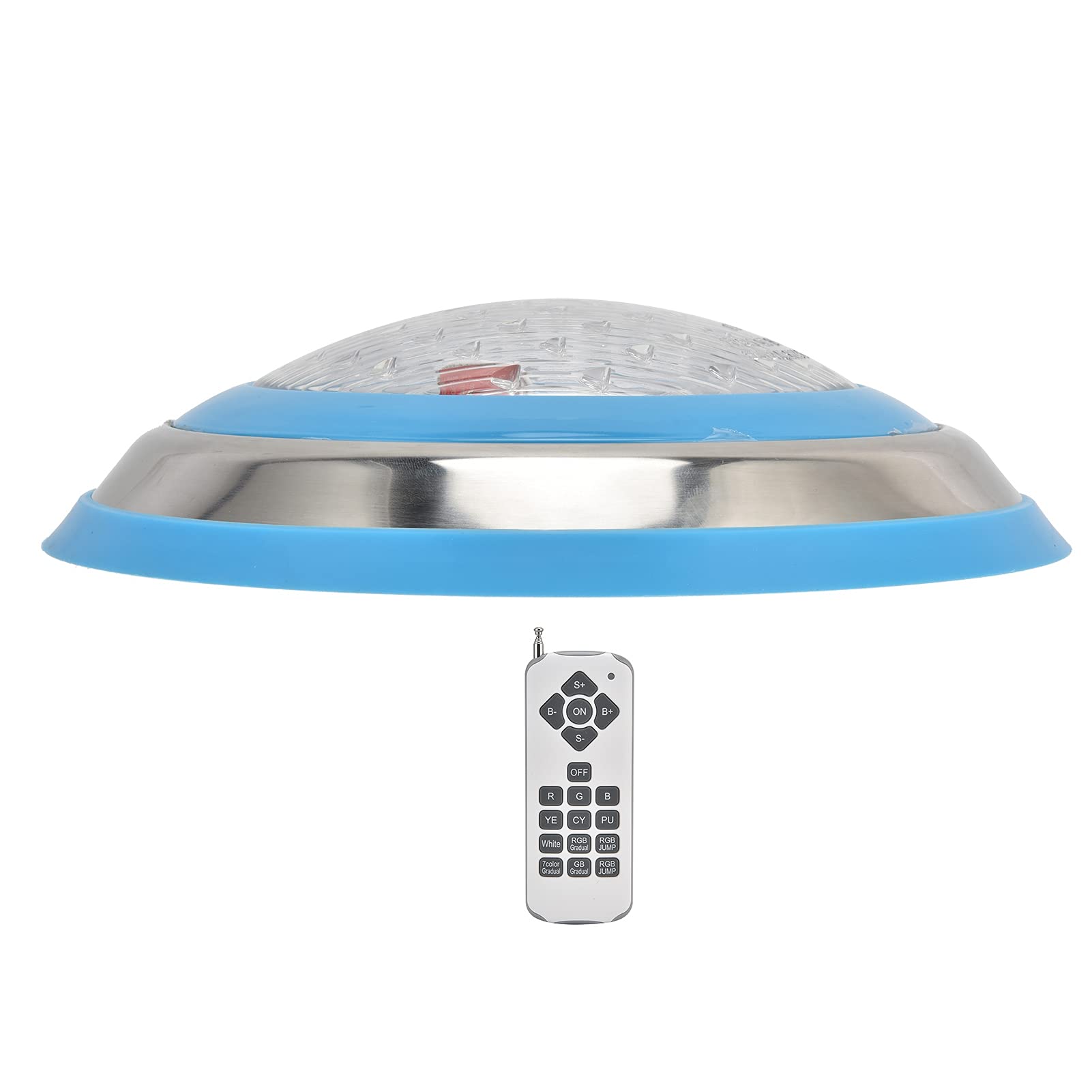 Fafeicy Luce Subacquea, Luce per Piscina a LED Simming Lampada da Parete Subacquea in Acciaio Inossidabile AC12V RGB Perline Lampada Ad Alta Potenza 18 Tasti, Luci Subacquee Continue (24W)