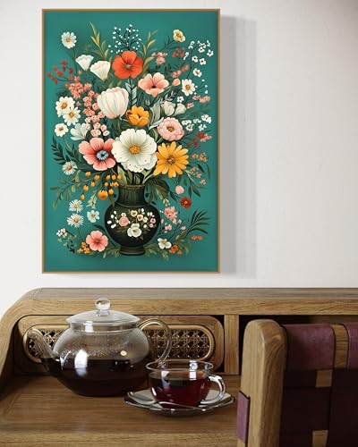 Illustration de vase de fleurs rétro : une œuvre artistique intemporelle