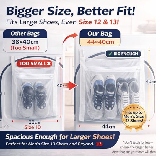 Shoe Washing Machine Bag 2 Pack, XL Sneaker Laundry Bag with Drying Bag by Relisure - Used condition - Image 4
