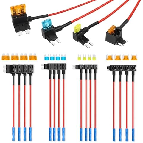 Cooclensportey 16 Pack 4 Types Fuse Tap, Upgraded 12V Car Add a Circuit Fuse Tap Kit - Standard Mini Micro2 and Low Profile Mini Fuse Taps, ATO ATC ATM APM Fuse Adapter Jumper for Cars Trucks Boats Cover