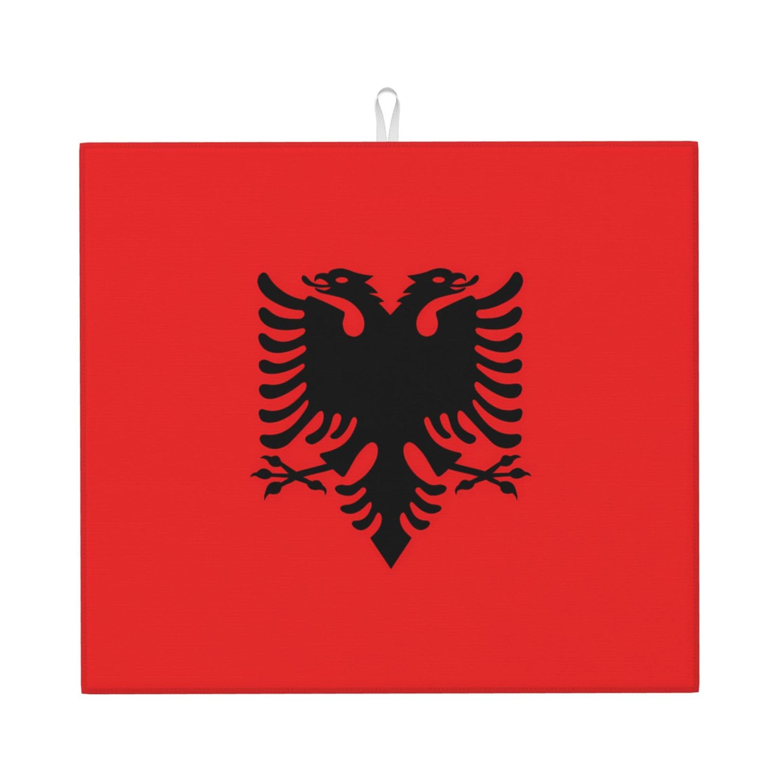 WHJSSF Albanian flag Prints Kitchen Drying Mat – Absorbent Dish Throw for Countertops, Quick-Dry Non-Slip Layer with Stylish Prints, Ideal Housewarming Gift
