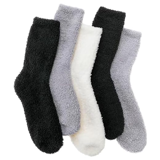 MOGGEI Fuzzy Socks for Women Men Winter Fluffy Warm Thick Cozy Comfy Sleep Super Soft Fluffy Fleece Cabin House Plush Gift Socks Stocking Stuffers 6 Pairs(Black Grey White,L)