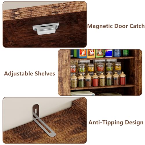 Image of BORNOON Pantry Organizers and Storage Cabinet, 67.71 inch Barn Door White Kitchen Cabinet with Drawers and Adjustable Shelf, Tall Pantry for Kitchen, Dining Room, Living Room