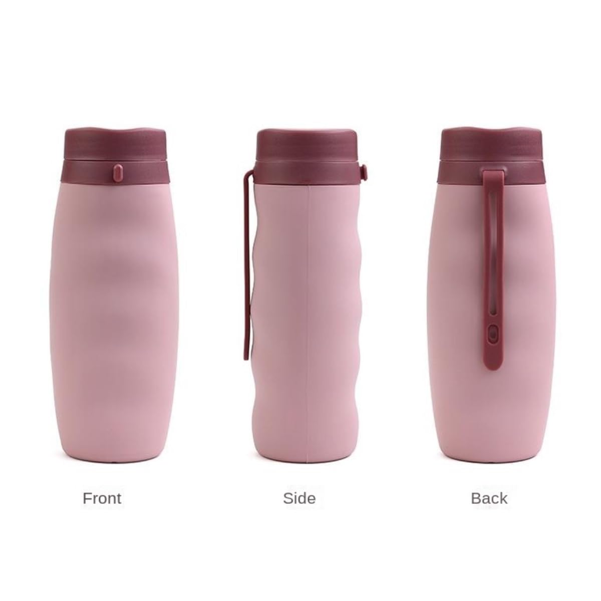 Butelka,Szczelna Przenośna Sportowa Butelka Na Wodę Silikonowy Składany Kubek Outdoor Travel Cup Na Wodę Napoje(Pink)