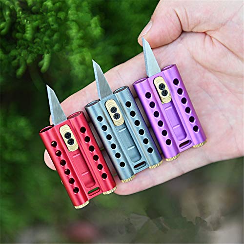 Szhoworld Creative Design Aluminium Mini Knife - Portable Pocket Knife, Compact Sharp Box Cutter With Carbon Steel, Closed Length 1.96Inch (Red) #TOP5