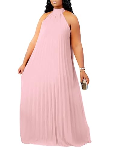 Aro Lora Womens Casual Sleeveless Plus Size Chiffon Halter Neck