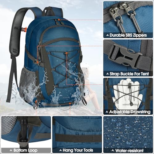 RAINSMORE Mochila Senderismo 40 Litros Mochila de Viaje para Hombre Mujer Mochila Impermeable Plegable Ligera Mochilas de Marcha para Camping Excursiones Acampadas Montaña al aire libre, Azul - imagen 5