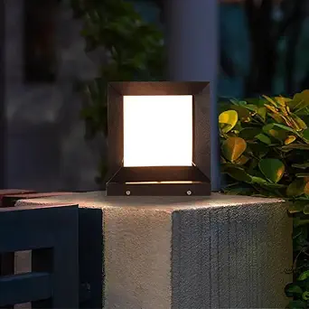 Black and Milky Cube Classic Lamp/Gate Light/Outdoor Lamp/Outdoor Light/Pillar Light at Entrance Outdoor Home, Restaurant, Office, etc., Pack of 1