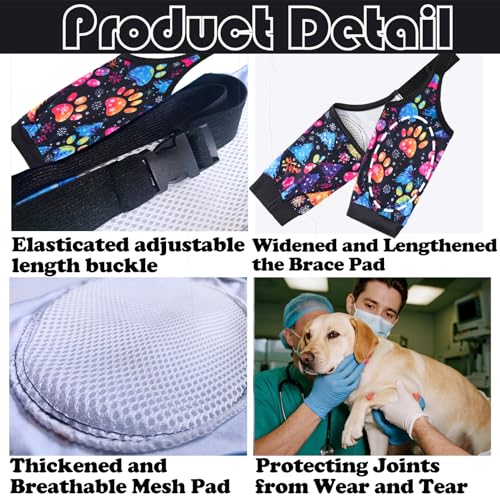 Image of Dog Elbow Wraps Knee Protector Pads Elbow Callus Treatment Sleeve for Wounds Front Legs Prevent Licking for Medium Large Dogs XL,Footprint