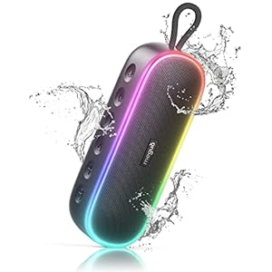 MEGUO Bluetooth Speaker Wireless, Portable Wireless Bluetooth Shower Speakers with RGB Lights, Powerful Bass, TWS Pairing, Louder IPX7 Waterproof Outdoor Speaker for Garden Party Sport Home Travel