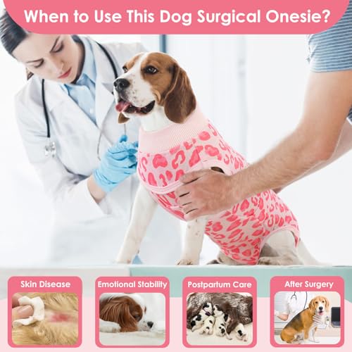 Image of AOFITEE Dog Recovery Suit, Soft Recovery Suit for Female Male Dogs, Anti-Licking Dog Onesie for Abdominal Wounds, Dog Surgery Recovery Suit After Spay Neuter, Substitute Cone & Collar Dog Bodysuit, XL