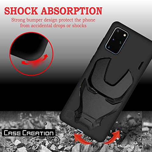 Image of COVERLY Official 3D Touch Feel Trending Avenger Logo Mask Soft Rugged Grip Iron Man Super Power Cartoon Movie Engraved Silicone Matte Back Cover for Samsung Galaxy S20 Plus (2020) - Black