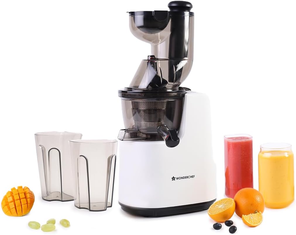 Regenta Full Fruit Juicer | Professional Cold Press | High Juice Yield | 240W | 55 RPM | Fine Strainer | All-in-1 Fruit & Vegetable Juicer | White | 2 Year Warranty