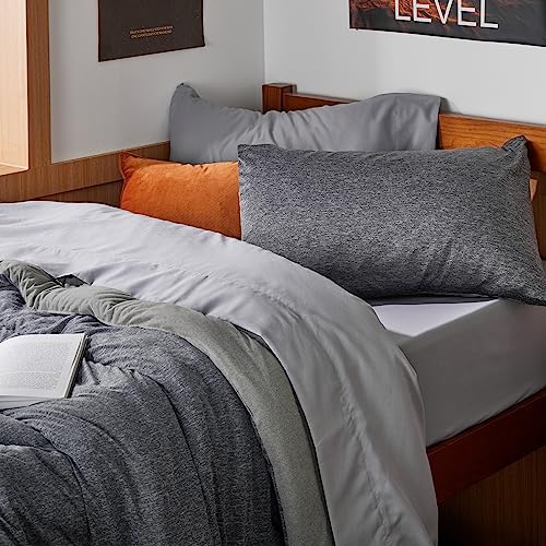 Image of Bedsure Twin /Twin XL Comforter Set - Cooling and Warm Bed Set, Dark Grey Reversible Bedding for All Season, 2 Pieces, 1 Twin /Twin XL Size Comforter (68 inchx88 inch) and 1 Pillow Case (20 inchx26 inch)