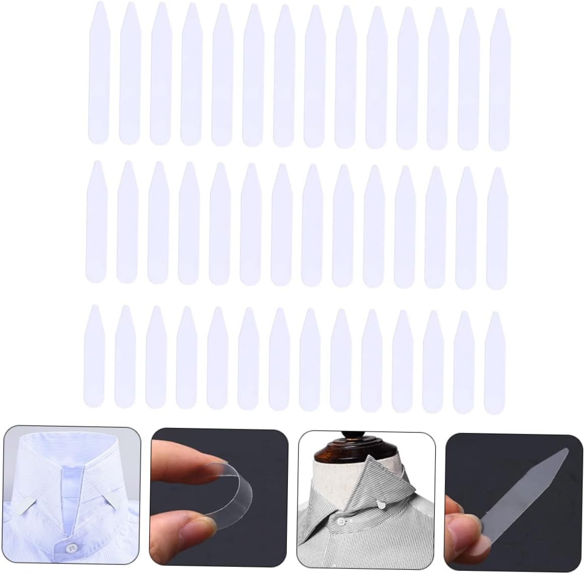 Didiseaon 300pcs Thin Adhesive Collar Stays for Men Shirt Collar Support Stands Stiffen Collar Crisp Shirt Clips Uniform