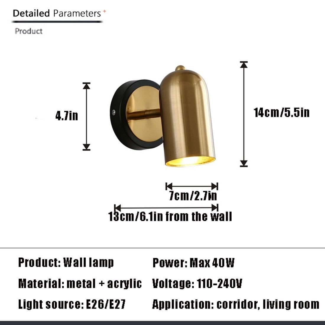 Lámparas de Pared Modernas, con cableado Fijo, Casquillo E26/E27, Estilo Industrial, con Acabado Cepillado, decoración de dormitorios, cocinas y Salas de Estar (O