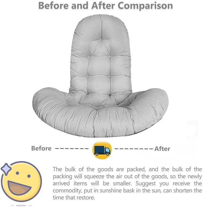 N/A Thicken Hanging Egg Chair Cushion, Polyester Furniture Cushion,for Indoor/Outdoor Swing Chair Cushion with Backrest, Only Cushion,Light Gray