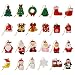 3D Mini Christmas Ornaments, 24 Cute Resin Christmas Decoration Figures Design with Santa Clause, Snowman, Xmas Tree, Durable & Well-Crafted Pendant Charms with Loop, DIY Landscape Christmas Miniature