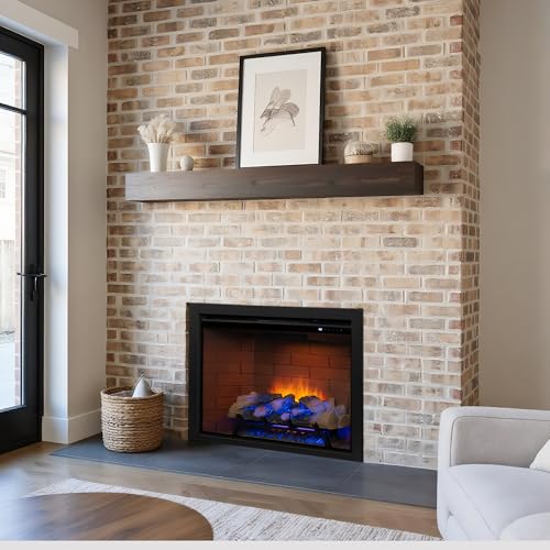 Image of Electric Fireplace Insert w /Top Light, 12x12x12 Flame Color Option with Fire Crackling Sound, 33″Wx25 1 /2″H, 750W /1500W Eco Heater, Remote & Button Control, Black