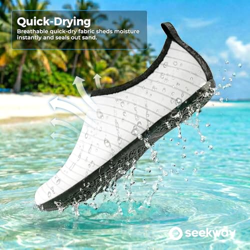 Image of SEEKWAY Water Shoes Women Men Adult Quick-Dry Aqua Socks Barefoot Non Slip for Beach Swim River Pool Lake surf Black SK002(U)