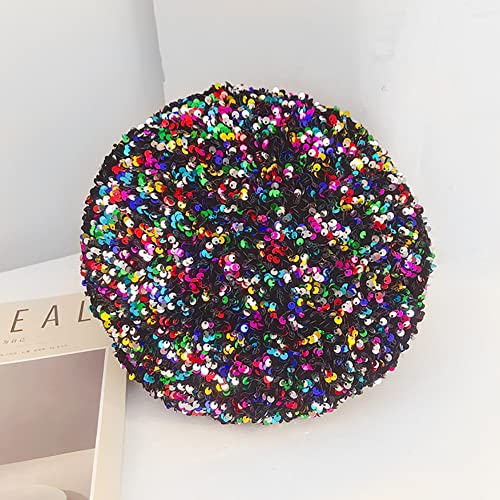 Bling Beret Hats For Women Color Paris Artist Cap Fashionable Ladies Sparkle Shining French Style Beanie Beret (Multicolor) #TOP3