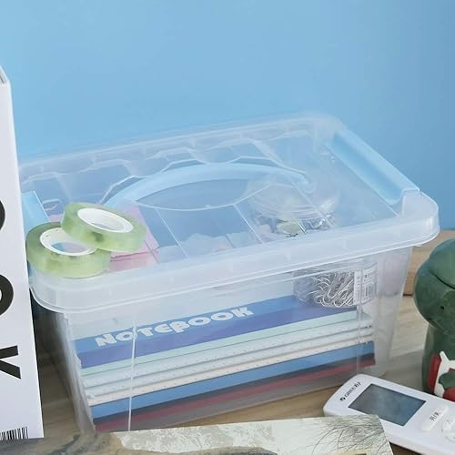 Miniatura 6 de Jekiyo Contenedor de almacenamiento de plástico transparente, caja de cierre de 6 cuartos con tapa, juego de 2, R