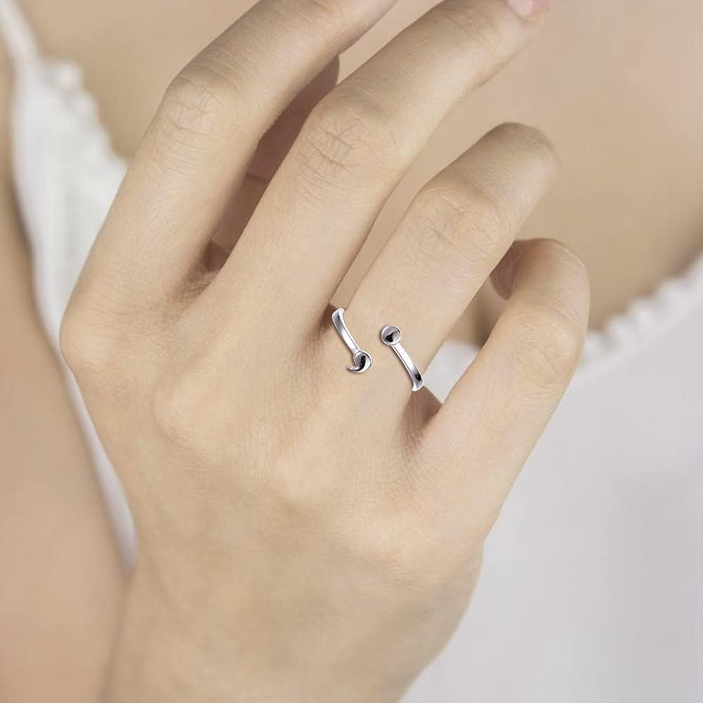 MANBU Sterling Silver Semicolon Ring for Women: I am Enough Keep Going Ring Engraved Inspirational Message Supporting Jewelry Gifts for Daughter Sister